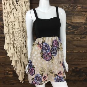 Johnny Martin | Smocked Sweetheart Floral PolkaDot Mini‎ Dress